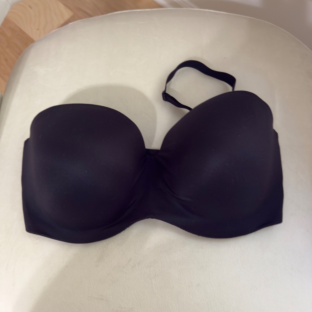 Chantelle‎ Strapless Bra Size 34DDD Black Lace Back Underwire Convertible